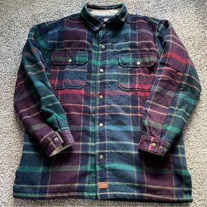 Ralph Lauren Coat Mens Large Rainbow Plaid Shacket Quilted Wool Snap Vintage 80s